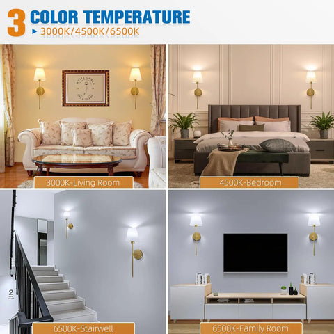 Gold Wireless Wall Sconces Set Of Two With Rechargeable Led Lights Remote Dimmable Switch for cozy living room and bedroom.