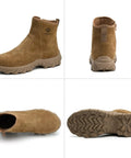 Mens Steel Toe Welding Boots Leather Work Boots Comfortable Slip Resistant Safety Shoes for Construction Brown