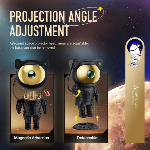 Black Astronaut Space Projector Night Light with adjustable magnetic base and detachable parts for dope gaming room setup.