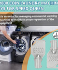 Person using washer next to 2 Pack GR800 Washer Dryer Key For Your Commercial Laundry Setup 54612 Coin Service Door Key