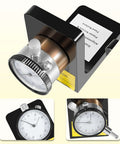 Dial Indicator With 360 Degree Rotation And Heavy Magnetic Base, shown in close-up with detailed mechanism and precision markings, for woodworking machinery setup