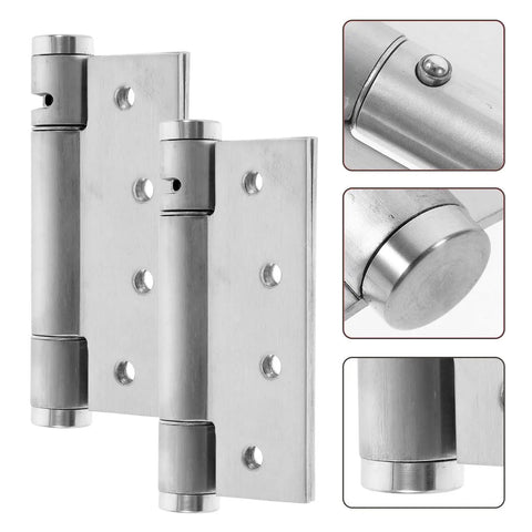 Self Closing Door Hinges 4 Inch Aluminum Alloy Spring Loaded Door Hardware Set For Home Use Two Pack with detail views