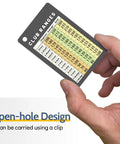 Person holding Credit Card Size Golf Yardage Card With Clip, Ultra Portable On Course Range Chart with open-hole design.