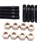 VW 8 Pack Exhaust Manifold Flange Studs and Copper Nuts M8 x 30 12mm Heads for Golf 1974-97 Kit DIY Friendly Heavy Duty Engine Hardware for Easy Install and Leak Free Seal, black studs and copper nuts