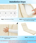 Installation steps for Outdoor Chaise Lounge Cushions 72 Inch By 21 Inch By 3 Inch Four Section Folding Design with ties.