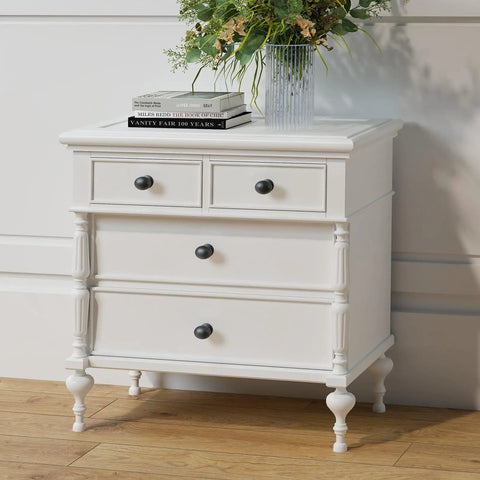 Legit Heavy Duty Matte Black Cabinet Knobs And Drawer Handles 5 Pack Solid Aluminum Pulls on white wooden nightstand.