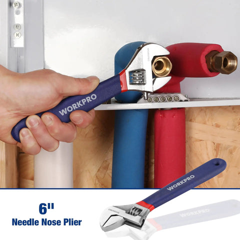 DIY Ready Home Tool Kit With 100 Piece Hand Tool Set wrench in use on plumbing fixture