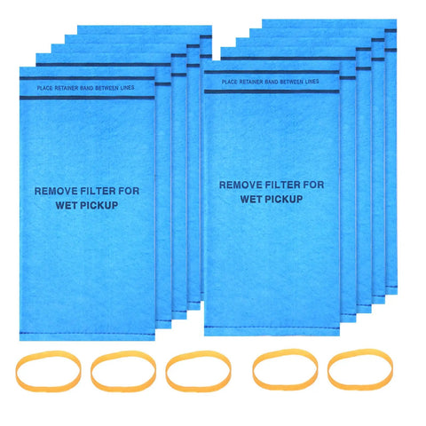 Replacement Wet Dry Vac Filter Bags For Stinger 2.5-5 Gallon Vacuums 10 Pack With Retaining Bands Fits Workshop Vacuums displayed.