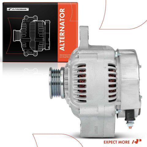 Isuzu Trooper Alternator Replacement For 1992 1993 1994 1995, 12V 60A/75A, 4-Groove Pulley Clockwise Rotation, side view