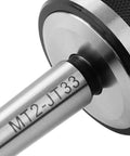 Close-up of MT2 Drill Chuck For Lathe With JT33 Morse Taper Two Arbor And Chuck Key One Thirty Second To Five Eighth Inch Capacity