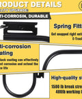 Beefed Up E Track J Hooks 10 Pack 0.5 Inch Solid Steel 1500 Pound Load, anti-corrosion coating, spring fitting detail