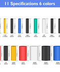 Top Tier 580 Piece Heat Shrink Tubing Kit with 6 Vibrant Colors And 11 Sizes For Ultimate Wire Repair, Cable Protection, And Harness Management In All Your DIY Gear And Professional Auto Fix Ups Today. size chart of 11 polyolefin tubes