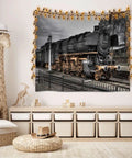 Vintage Steam Locomotive Tapestry Wall Art For Living Room Bedroom And Office Rustic Industrial Decor With Nostalgic Railway Charm