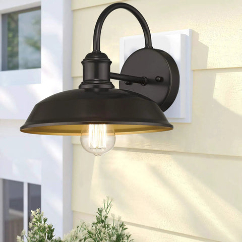 Farmhouse Barn Style Outdoor Wall Lights 4 Pack Industrial Exterior Wall Lamps In Oil Rubbed Bronze With Copper Interior