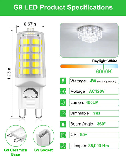 High Brightness Dimmable 4W LED Bulb 40W Equivalent 6000K Cool White No Flicker 450LM Ceramic Base product specifications