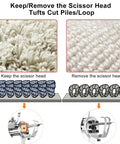 Rug Tufting Gun Starter Kit With 360 Degree Adjustable Handle For Easy Carpet Making cut and loop pile example diagram