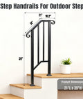 Tough As Nails 2 Step Handrails For Outdoor Porches Heavy Duty Wrought Iron Safety Railing 21" L x 39" H for stairs
