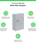QO612L100DS 100 Amp 6 Space 12 Circuit Indoor Main Lugs Load Center with technical benefits and diagram