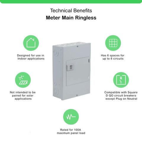 QO612L100DS 100 Amp 6 Space 12 Circuit Indoor Main Lugs Load Center with technical benefits and diagram