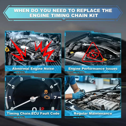 Signs to replace Timing Chain Kit With Tensioner Crank Sprocket Shaft And Guide Rail for Buick Regal LaCrosse Verano and Chevy Equinox Malibu GMC Terrain Pontiac 2.0L 2.2L 2.4L Replacement 9-4201S