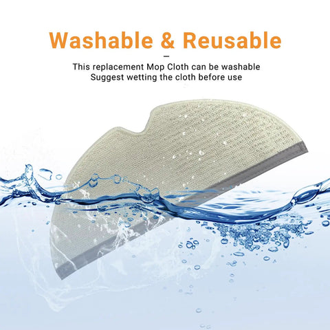 All In One Replacement Parts Kit For Your Robotic Vacuum Cleaner Compatible With S5 S5 Max S4 Max S6 S6 MaxV E4 E5 showing washable mop cloth