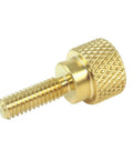 10 Pack Solid Brass Thumb Screws 8-32 X 1/2 Inch With Diamond Knurled Head, Straight Shoulders, Right Hand Thread, Flat Tip