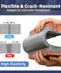 Hands holding a curved piece of concrete demonstrating Self Leveling Concrete Crack Filler 2.2lb High Elasticity For Driveways Walkways And Patios DIY Friendly Indoor Outdoor Repair That Flows Smoothly Fills Cracks Quickly And Leaves A Smooth Finish.