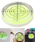 for acrylic Plastic Bubble Level Green White Blue Options circular leveling tool showing measurement markings and spirit level liquid.