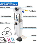 Diagram of Buick LeSabre Park Avenue Cadillac DeVille Seville Fuel Pump Assembly Replacement 2000-2005 1998-2005 1998-2004 Fits 3.8L V6 And 4.6L V8 Replaces E3518M with labeled components