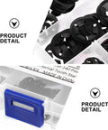 Close-up of 340 Piece Push On Locking Washers Kit with black tooth washers in storage box