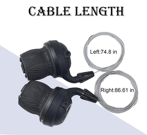 Dope Twist Shifter Pair For MTB Revoshift Left 3 Speed And Right 7 Speed Gear Levers cable length indicated