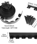 No Dig Landscape Edging Kit 4 Inch Tall 33 Ft With 30 Spikes Flexible Garden Border For Lawn Flower Beds Grass Yard Curved Or Straight Edges Easy Install, shown with dimensions and components including spikes.
