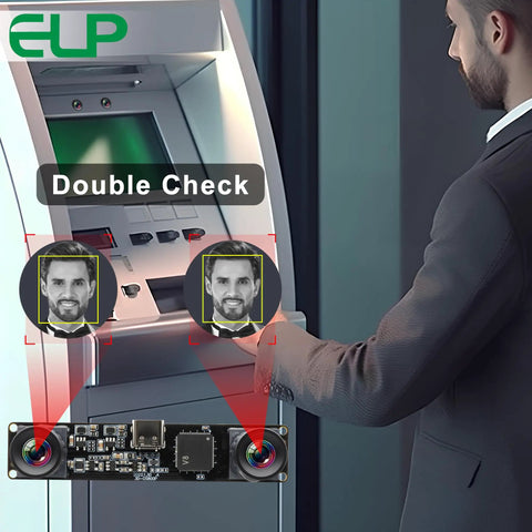 Ace Dual Lens Monochrome USB Camera Module Blitzing Global Shutter 210FPS 3D Stereo Vision Kit used in ATM facial recognition.