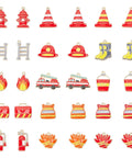 Firefighter Enamel Charms Set 30 Pieces In 15 Styles For DIY Jewelry Making Necklaces And Keychains Fire Truck Helmet Extinguisher