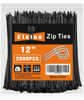 12 Inch Black Zip Ties 2000 Pack With 45 Lbs Tensile Strength Self Locking Nylon Cable Ties For Indoor And Outdoor Use