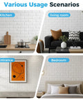Peel And Stick 3D Brick Wall Panels White Faux Paneling Waterproof Self Adhesive Wallpaper for Bedroom, Bathroom, Kitchen, Fireplace.