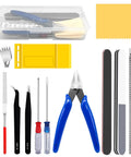 Must Have 17 Piece Hobby Model Tool Kit With Flush Pliers Mini File Craft Knife Replacement Blades Tweezers for Gundam Building