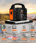 Go To Portable 150W Power Station With 155Wh Battery And 42000mAh Solar Generator outdoors powering devices