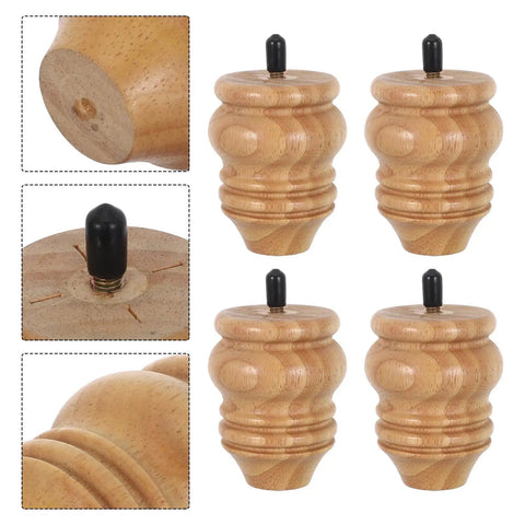4 Pack Unfinished Wood Chair Legs Gourd Shaped Furniture Replacements For Tables And Ottomans, DIY Friendly, Adds Height