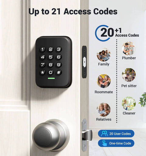 Keyless Entry Door Lock With Electronic Keypad Deadbolt Auto Lock Anti Peeking Passwords Emergency Power Port Easy Installation Smart Home Ready Secure Black Finish For Front Or Back Door No Keys Needed