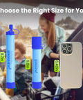 Outdoor Personal Water Filtration Straw For Camping And Hiking, size comparison with smartphone, Portable Water Purifier