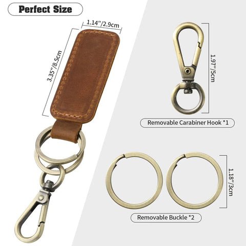 Dope Genuine Leather Keychain For Cars And Everyday Keys, with heavy duty carabiner clip and key rings, perfect size for daily use.