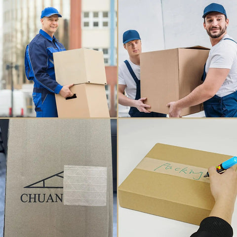 No Fuss 2 Pack Reinforced Water Activated Gummed Kraft Paper Tape 2.75 X 380 Ft Per Roll on sealed cardboard boxes.