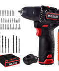 Lightweight Brushless 12V Cordless Drill Kit With 310 Inlb Torque, Twenty Plus One Clutch, drill bits, case, and charger