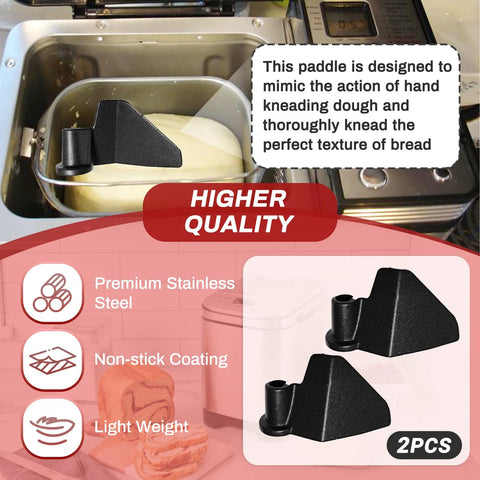 Two black CBK-110KP kneading paddles for Cuisinart CBK-110 bread maker, 2-pack (front view)