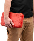 Person holding rugged portable case for 1/4 Inch Drive 56 Piece Socket And Ratchet Set In Case With 6 Point Sockets From 5/32 To 9/16 Inch