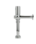 Exposed Sensor Toilet Flush Valve In Chrome Finish With Battery Operated Detection And Ultra Low 1.1 GPF Rating For Commercial Restrooms.
