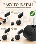 Installation guide for Pack Of Eight Heavy Duty Black Nylon Swivel Caster Wheels Featuring Secure M6 Threaded Stems.
