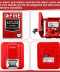 4 Pack Fire Alarm Pull Station Set With Dual Action Manual Call Point 12 24V DC Sound And Light Emergency Alarm Keyed Security Horn Buzzer, red with internal wiring view