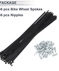 Universal Bicycle Spokes Set 13G 221mm Length With 36 Spokes And 36 Nipples Black 45 Steel Wheel Replacement Kit displayed